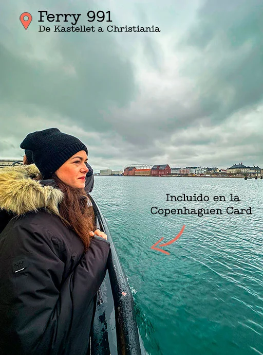 Ferry de Copenhague para llegar hasta Christiania incluido en la Copenhaguen Card