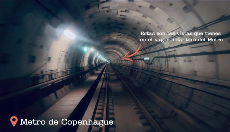 Vista desde el Interior de un vagón del Metro de Copenhague