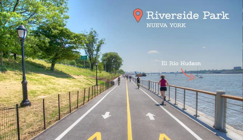Riverside Park, un  parque que sigue el curso del Río Hudson hecha por Ed Yourdon y modificada por Viajamos2