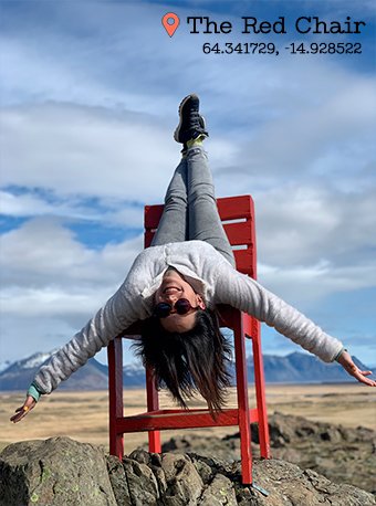 Inma de Viajamos2 en la Silla Roja o Red Chair de Islandia