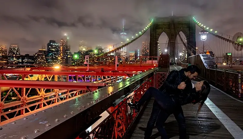Puente de Brooklyn de noche, Nueva York