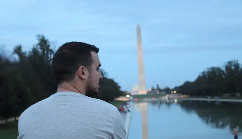 El Monumento a Washington reflejado en el Reflecting Pool, al atardecer
