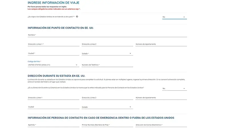 Quinto paso para rellenar el Formulario ESTA de entrada a EEUU