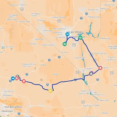 Ver mapa de la etapa 12 de la Ruta 66