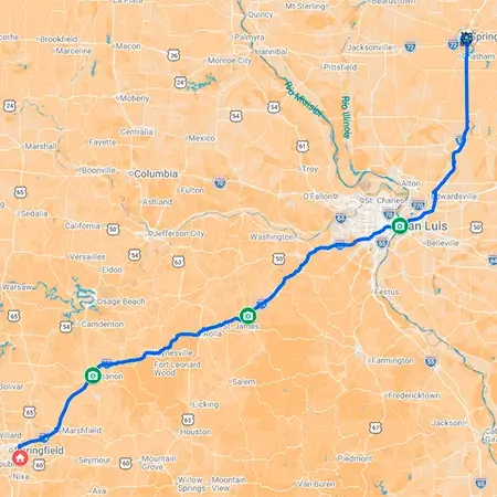 Ver mapa de la etapa 2 de la Ruta 66