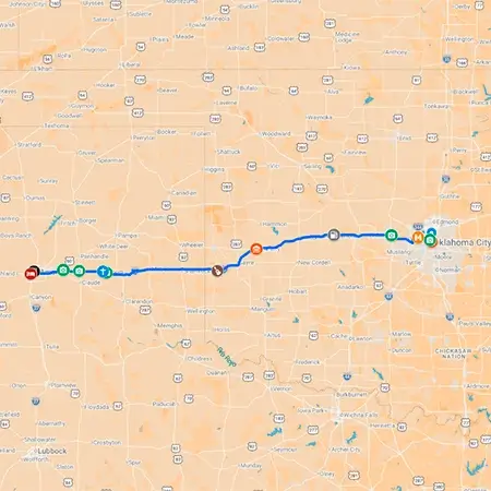 Ver mapa de la etapa 4 de la Ruta 66