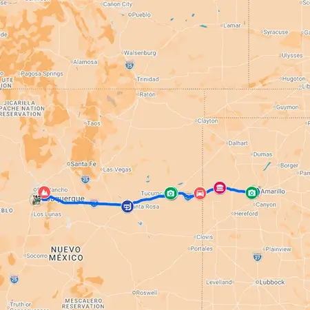 Ver mapa de la etapa 5 de la Ruta 66