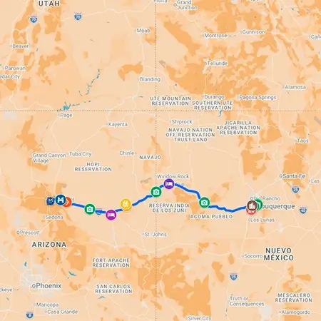 Ver mapa de la etapa 6 de la Ruta 66