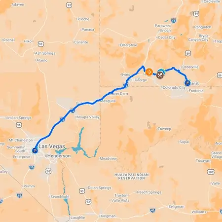 Ver mapa de la etapa 9 de la Ruta 66