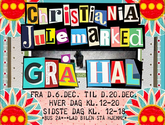 Cartel oficial del mercado de Navidad 'Christiania Julemarked' en Copenhague.