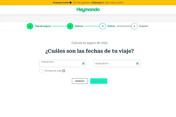 Paso 4: Introducir las fechas del viaje
