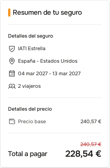 Resumen de IATI en la pantalla de pago: total a pagar de 240,57 euros tachado a 228,54 euros