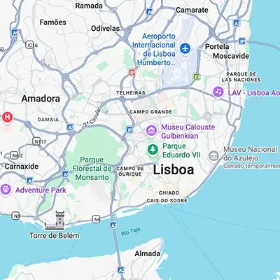 Mapa con la ruta de nuestro itinerario de Lisboa en 2 días