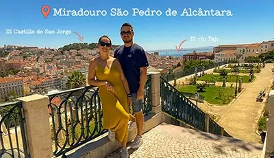 Vistas panorámicas desde el Miradouro de São Pedro de Alcântara en el Barrio Alto de Lisboa
