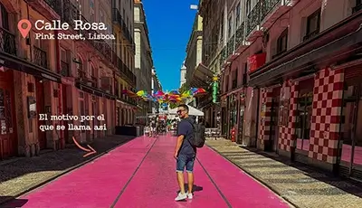 Pink Street en Lisboa de día, sin gente