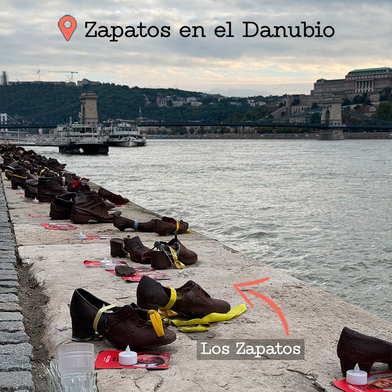 Memorial de los Zapatos en la Orilla del Danubio en Budapest, homenaje a las víctimas del Holocausto