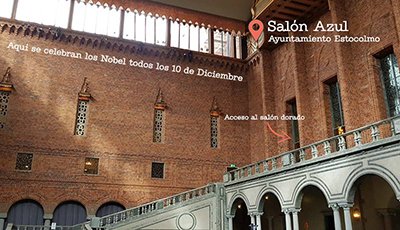 Salón Azul del Ayuntamiento de Estocolmo, sede del banquete de los Premios Nobel