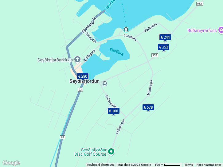 Elige tu hotel en el mapa de Seydisfjordur, Islandia